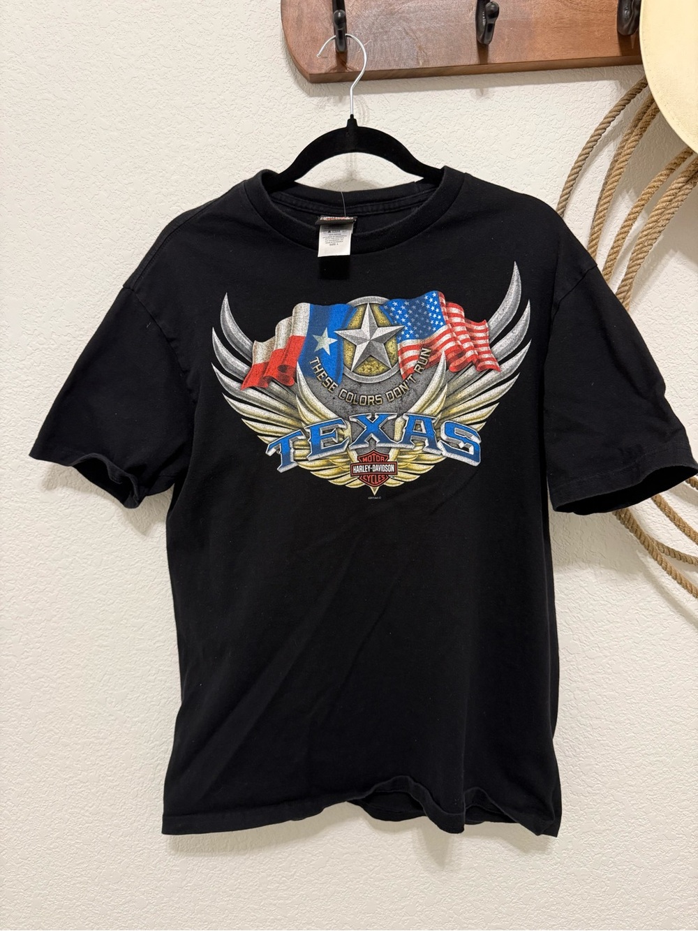Vintage Harley-Davidson Texas Patriotic Flag Tee - Size L